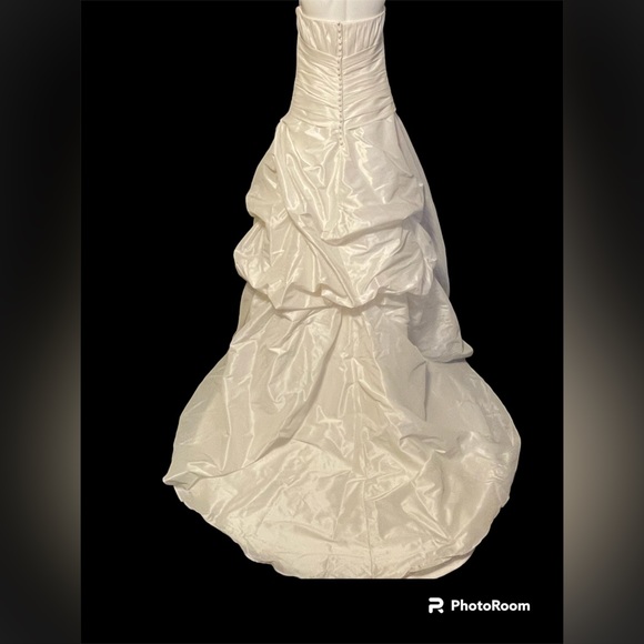 Mori Lee by Madeline Gardner Pleated Bodice Ruched Ball Gown Wedding Dress Sz 16 - Picture 3 of 15